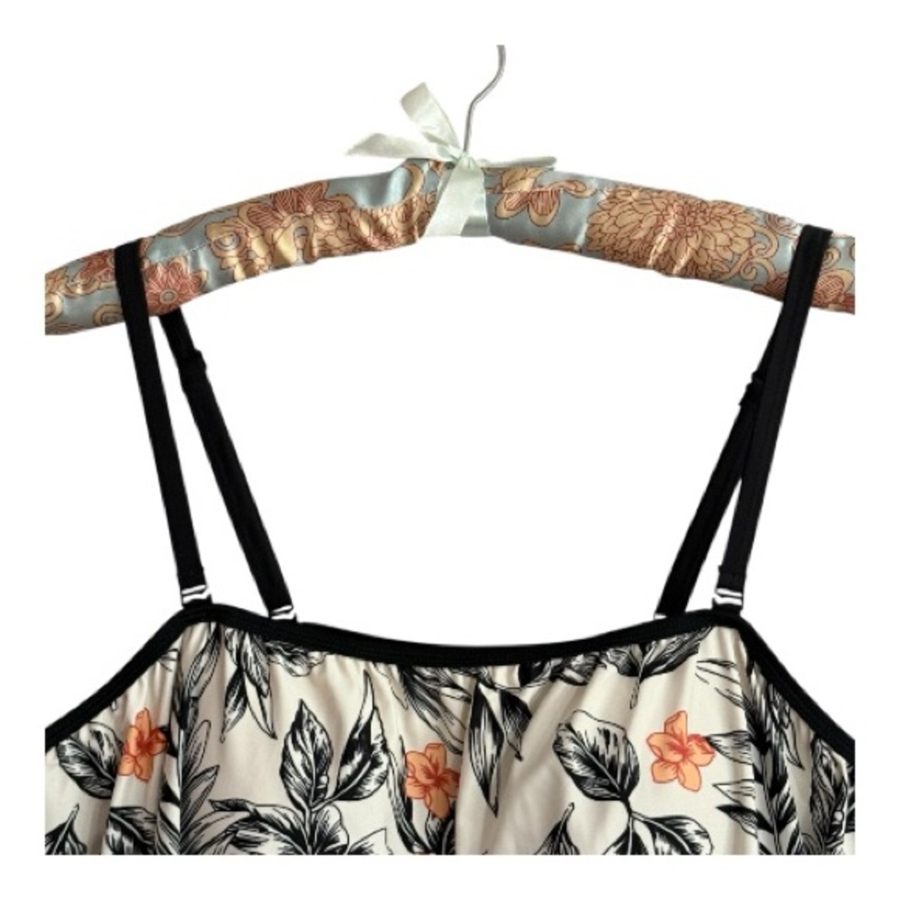 Island Pearls Swimsuit Top Floral Black & White Tankini Tagless Size 22 - Picture 3 of 7